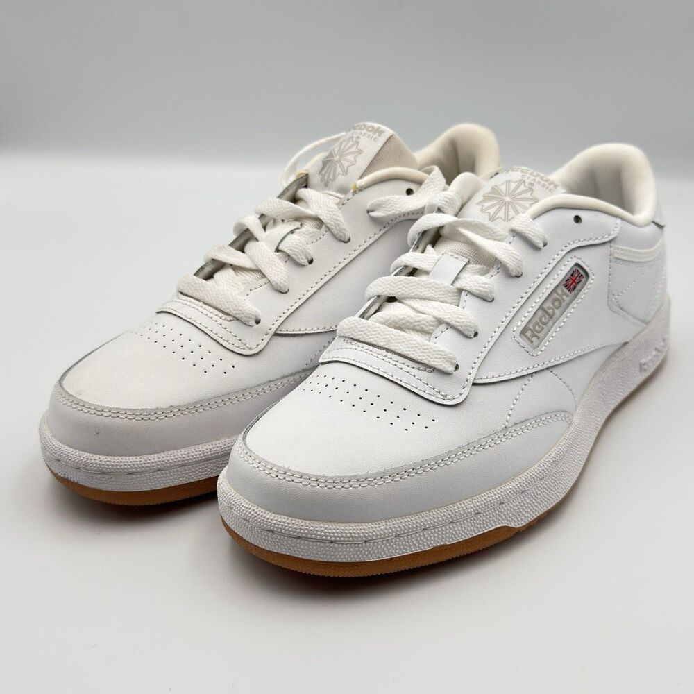 Reebok Junior Club C Tennis Shoes White Lace-Up Sneakers, Size 7